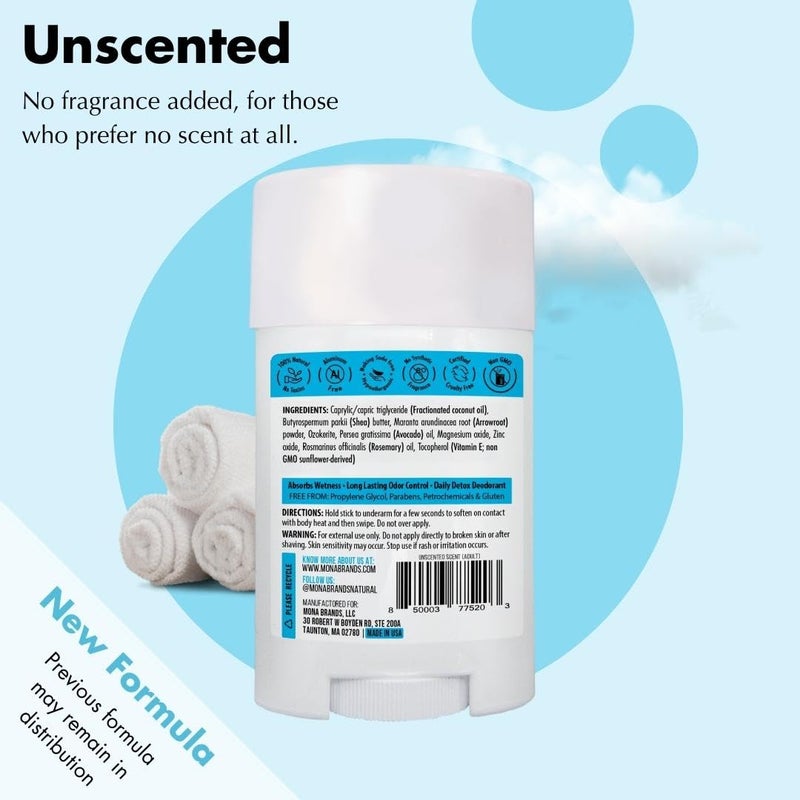 MONA BRANDS All Natural Deodorant For Women & Men | For Sensitive Skin | No Aluminum or Baking Soda | (UNSCENTED 1.76 Oz) - Image 2